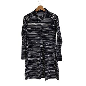 Soybu long sleeve quarter zip abstract gray black space dye athletic dress M